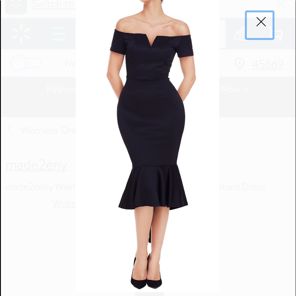 Black off shoulder midi mermaid - Picture 3 of 8